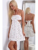 Cream tied flower dress ZZ393 - Online store - Boutique